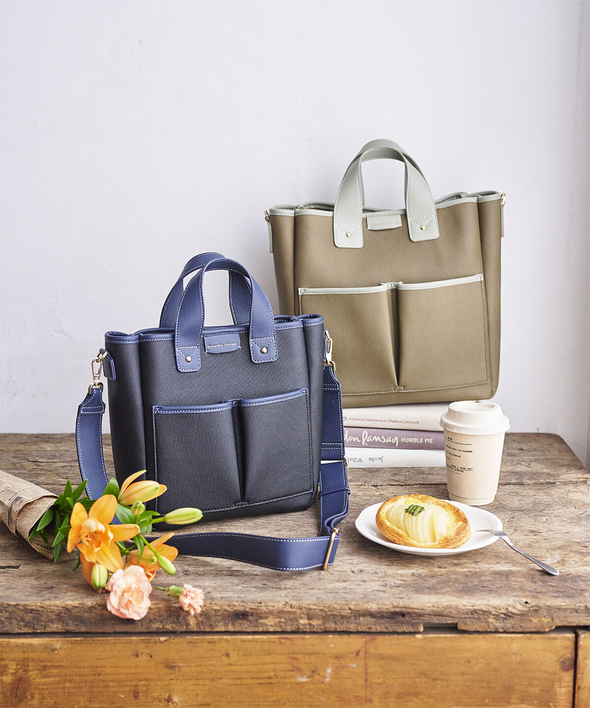 Samantha Thavasa「キャンバスデザイン 合皮スクエアトートバッグ 小サイズ」|トートバッグ|