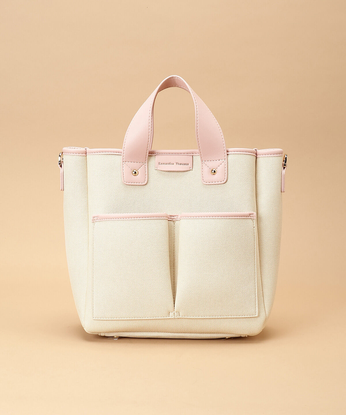 Samantha Thavasa「キャンバスデザイン 合皮スクエアトートバッグ 小サイズ」|トートバッグ|