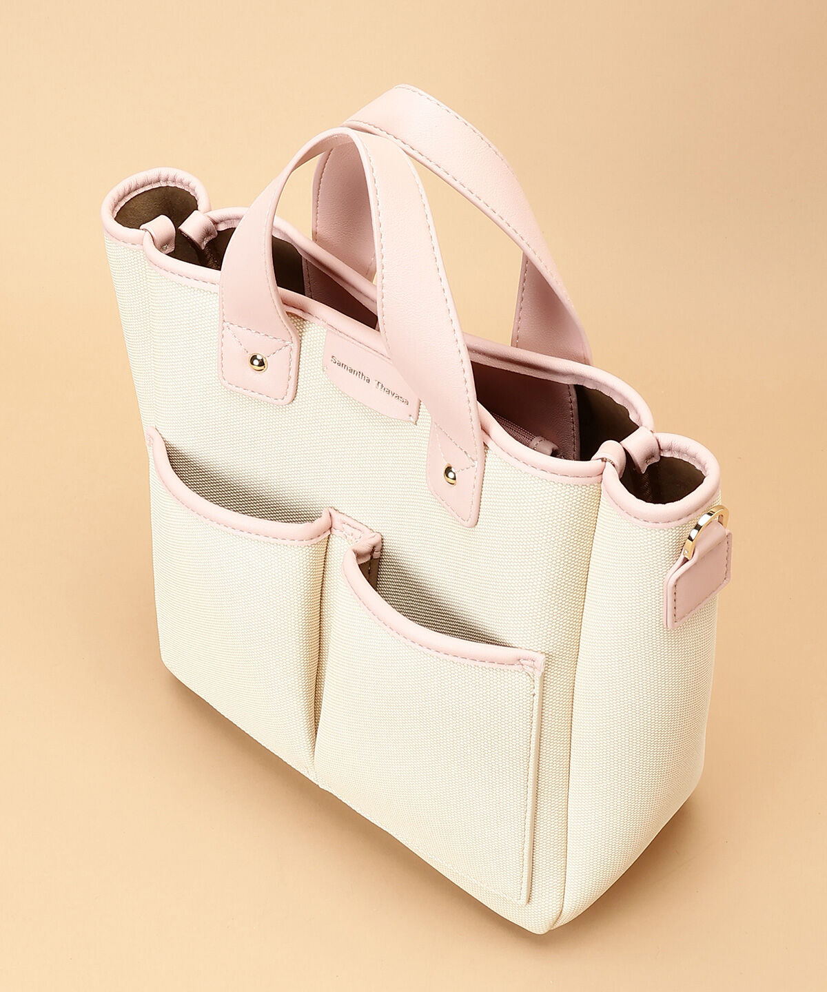 Samantha Thavasa「キャンバスデザイン 合皮スクエアトートバッグ 小サイズ」|トートバッグ|