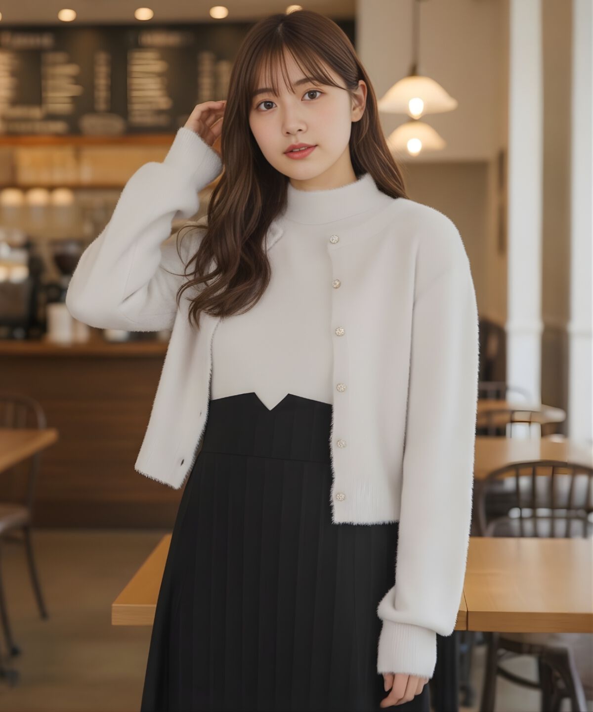 アンドクチュール「フェザーニットアンサンブル」|カーディガン|ピンク