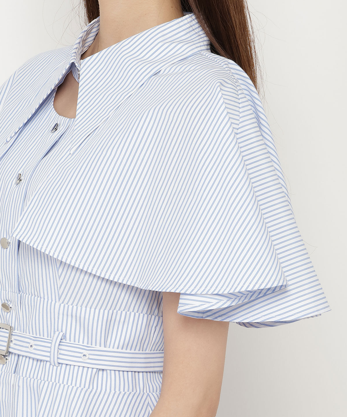 REDYAZEL「ケープフレアストライプワンピース」|ワンピース|