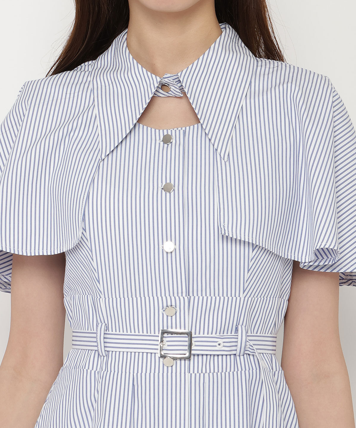 REDYAZEL「ケープフレアストライプワンピース」|ワンピース|