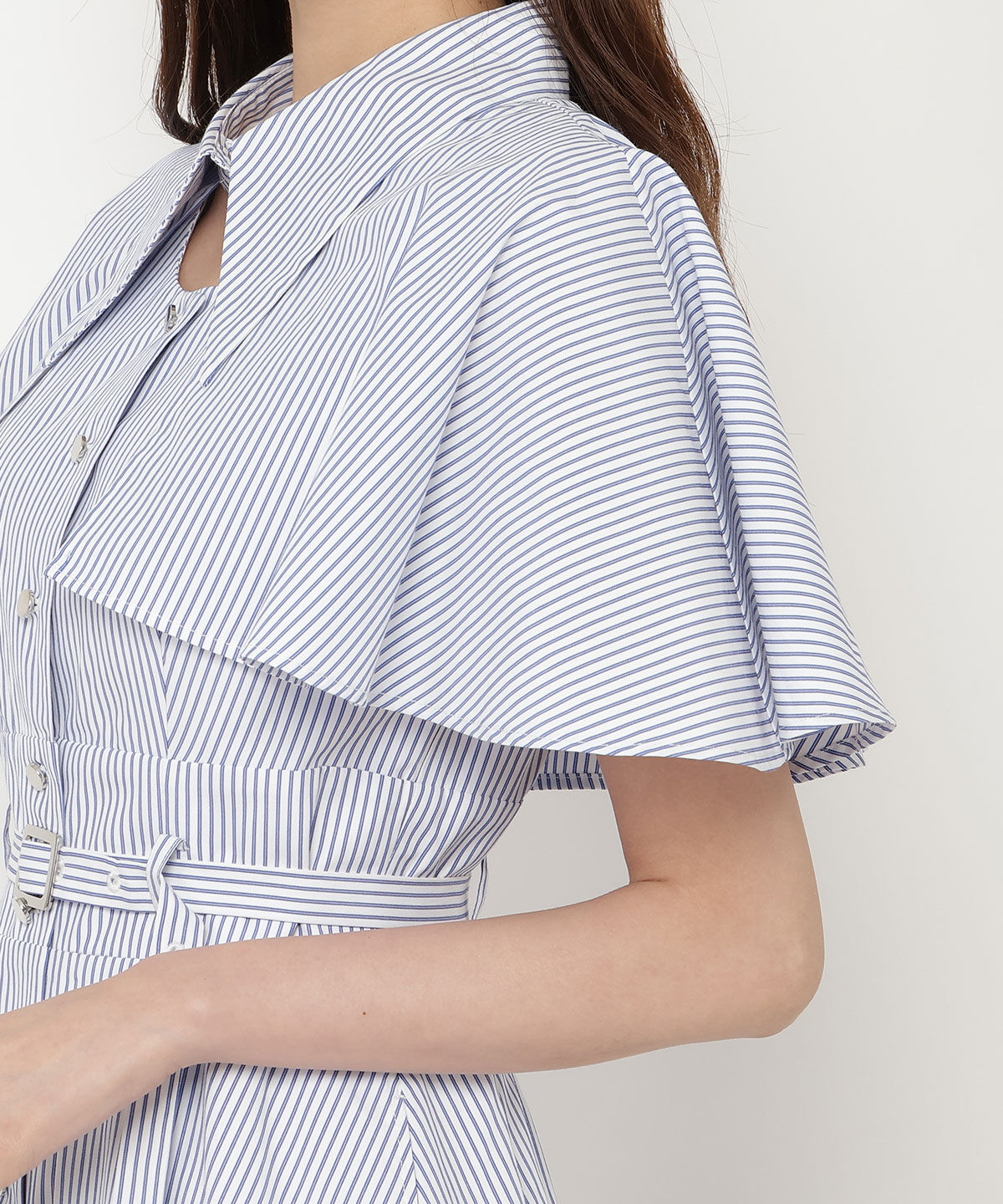 REDYAZEL「ケープフレアストライプワンピース」|ワンピース|