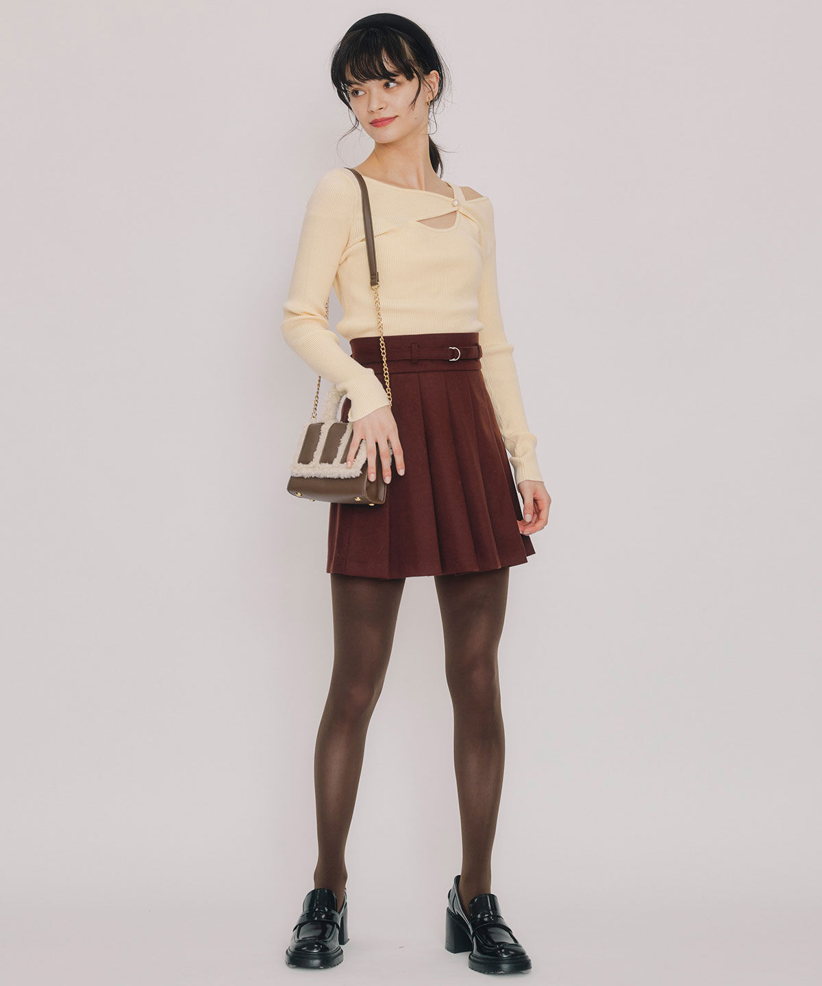 REDYAZEL「アシンメトリーレイヤードライクニットプルオーバー」|ニット・セーター|