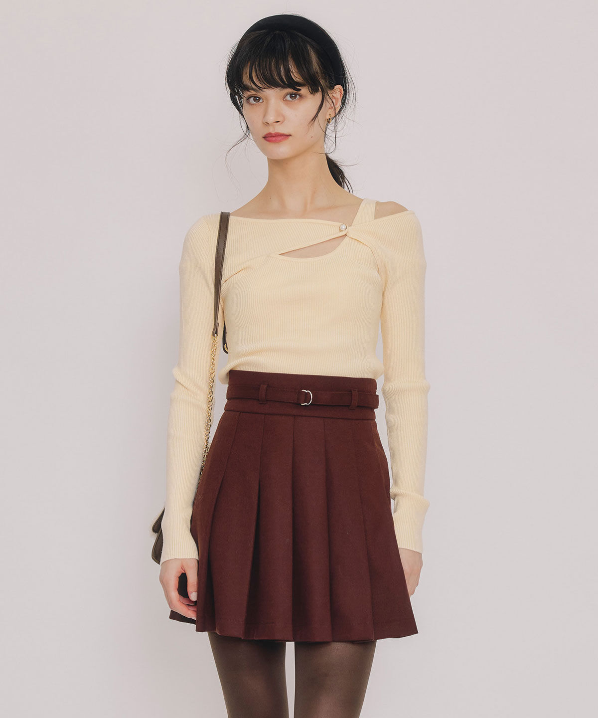 REDYAZEL「アシンメトリーレイヤードライクニットプルオーバー」|ニット・セーター|