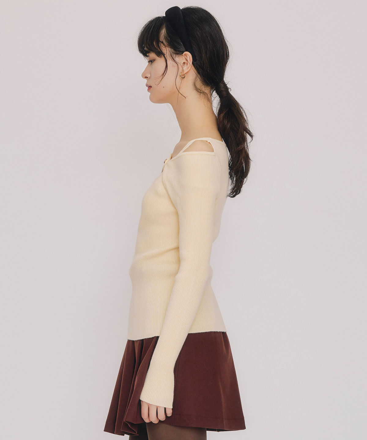 REDYAZEL「アシンメトリーレイヤードライクニットプルオーバー」|ニット・セーター|