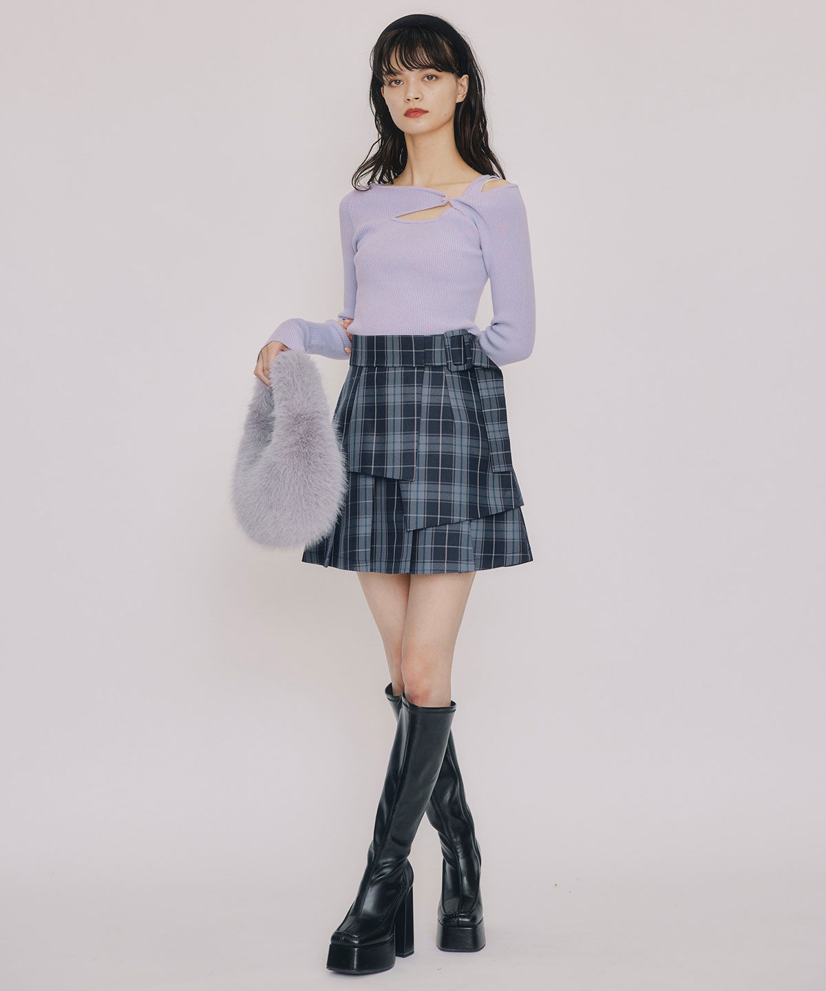 REDYAZEL「アシンメトリーレイヤードライクニットプルオーバー」|ニット・セーター|