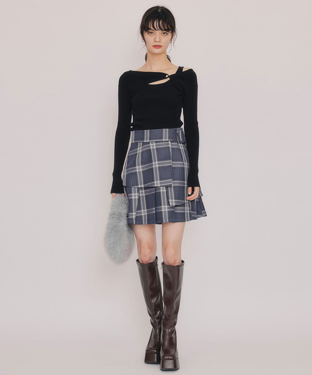 REDYAZEL「アシンメトリーレイヤードライクニットプルオーバー」|ニット・セーター|