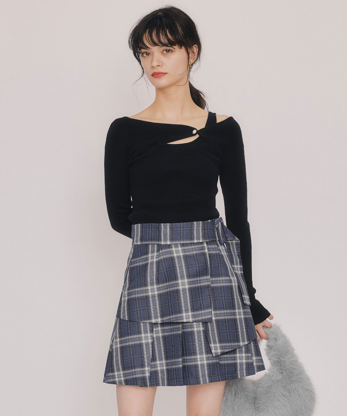 REDYAZEL「アシンメトリーレイヤードライクニットプルオーバー」|ニット・セーター|