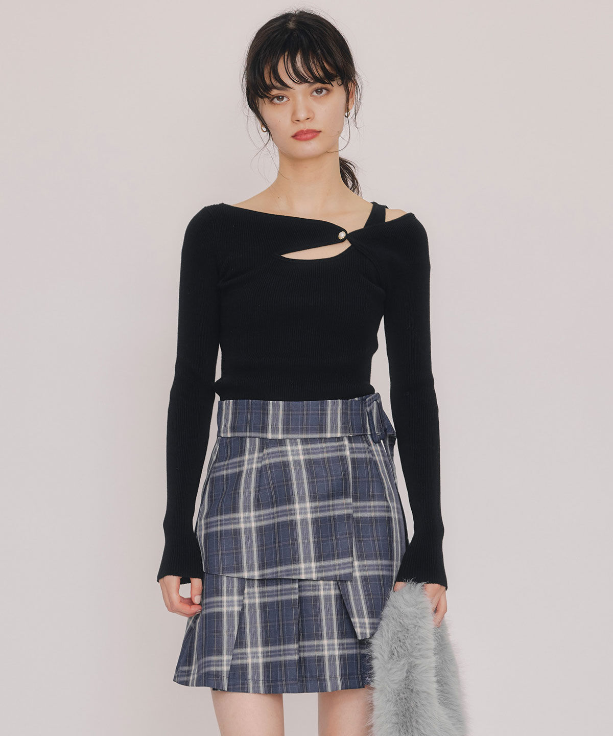 REDYAZEL「アシンメトリーレイヤードライクニットプルオーバー」|ニット・セーター|