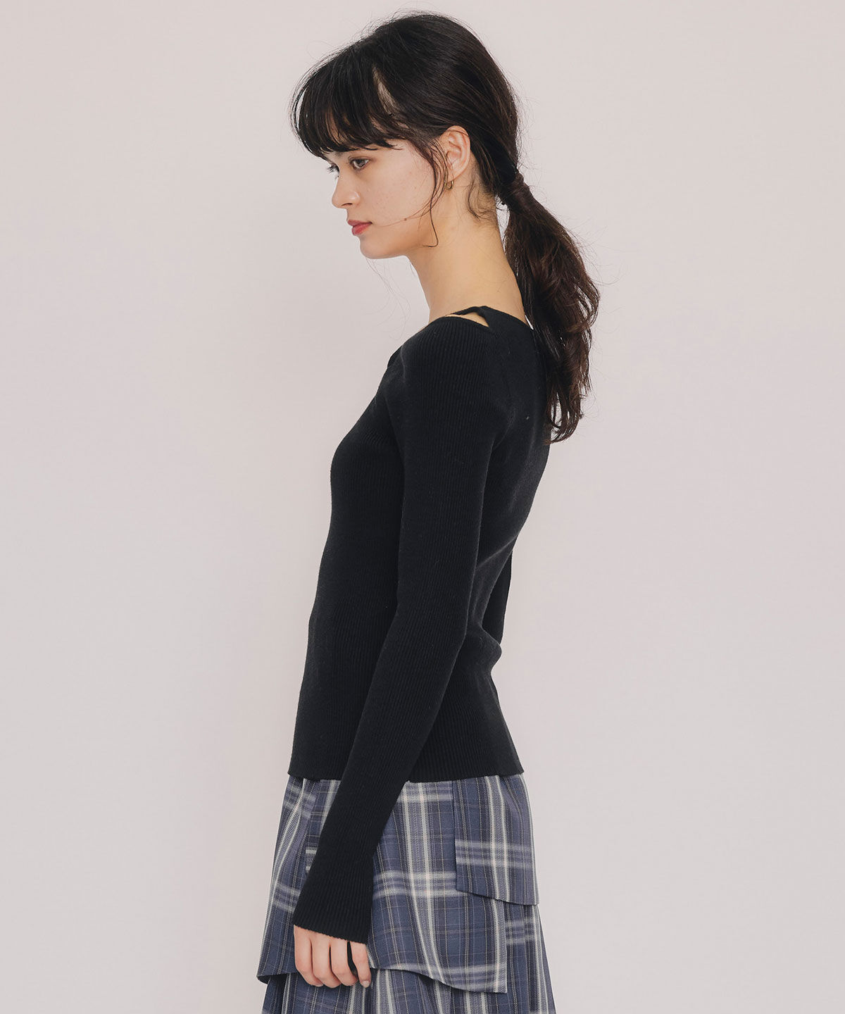 REDYAZEL「アシンメトリーレイヤードライクニットプルオーバー」|ニット・セーター|