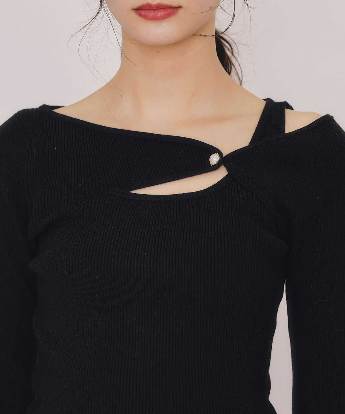 REDYAZEL「アシンメトリーレイヤードライクニットプルオーバー」|ニット・セーター|