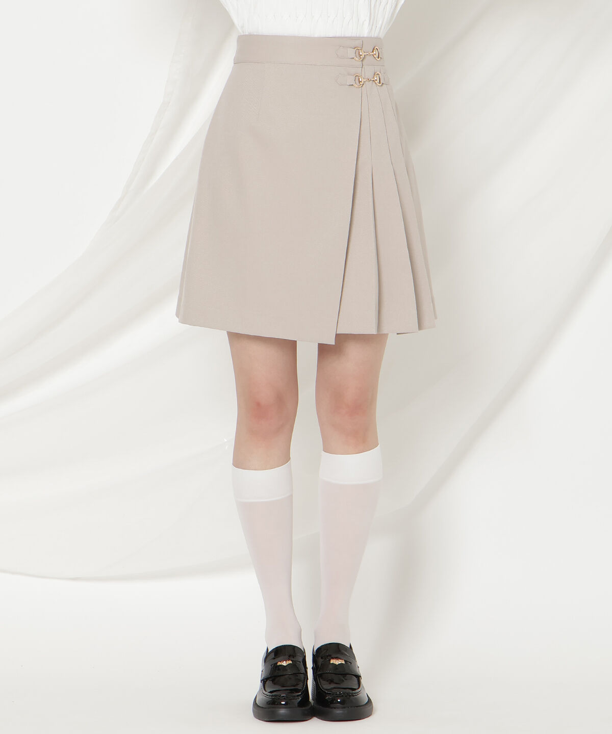 WILLSELECTION「ビットデザインプリーツミニスカパン」|フレア|