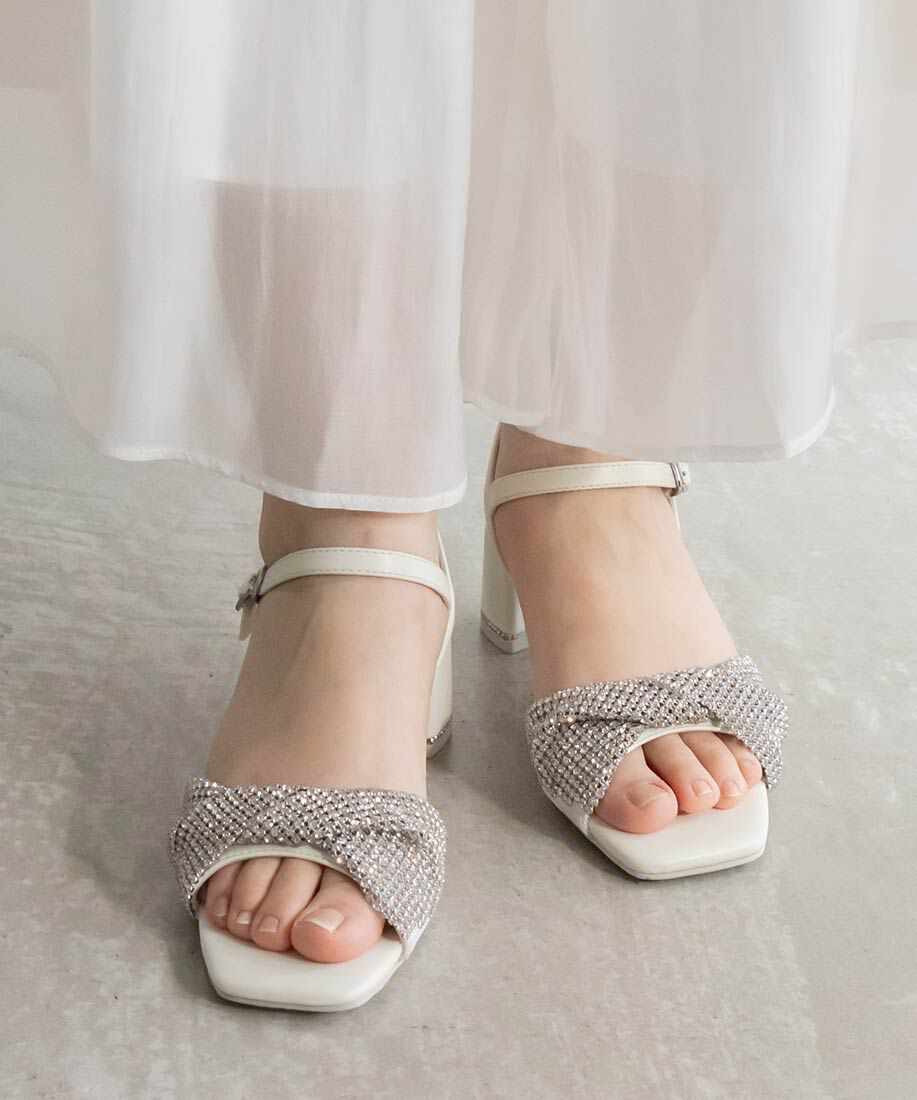  「ビジューストラップサンダル」|サンダル|