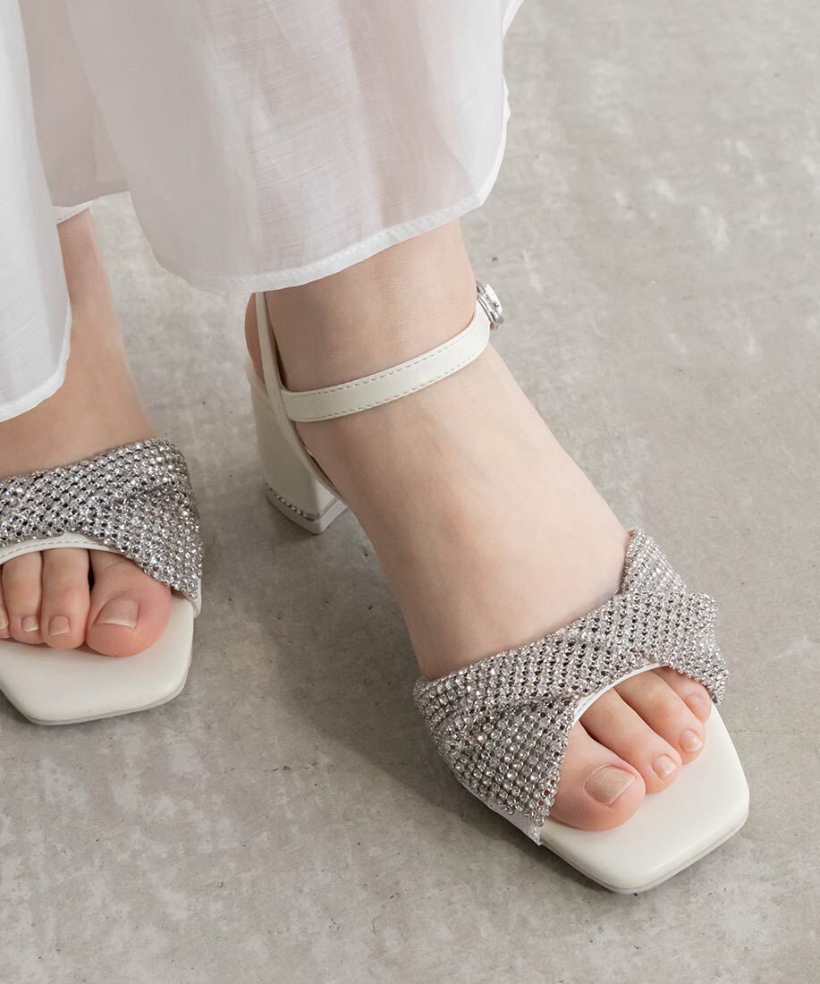  「ビジューストラップサンダル」|サンダル|