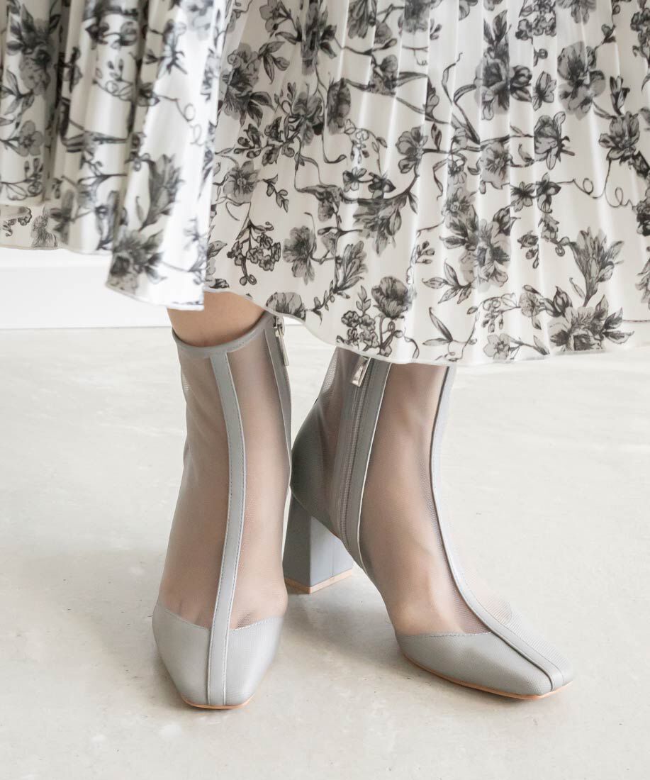  「シアーショートブーツ」|ショートブーツ|グレー