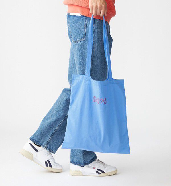 SHIPS「【WEB限定】SHIPS: パッカブル ナイロン SHIPSロゴ エンブロイダリー トート バッグ」|トートバッグ|ブルー