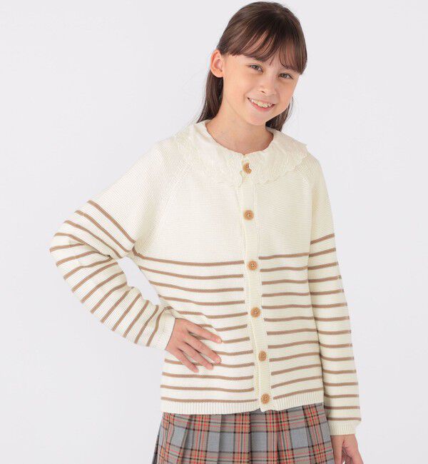 SHIPS KIDS「SHIPS KIDS:130～155cm / 〈洗濯機可能〉ボーダー カーディガン」|カーディガン|