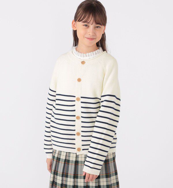 SHIPS KIDS「SHIPS KIDS:130～155cm / 〈洗濯機可能〉ボーダー カーディガン」|カーディガン|