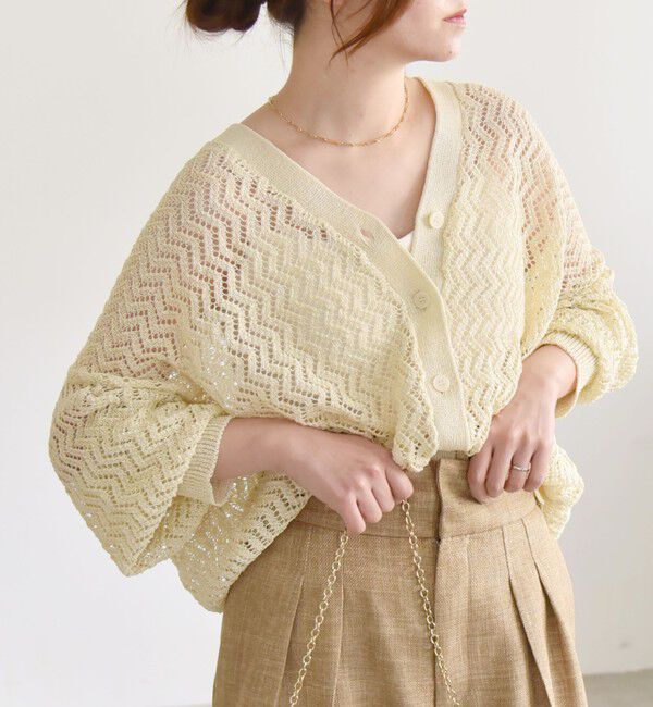 quaranciel「quaranciel:〈手洗い可能〉バルキーレース ドルマン スリーブ カーディガン」|カーディガン|