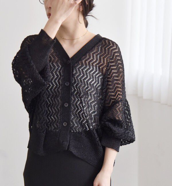 quaranciel「quaranciel:〈手洗い可能〉バルキーレース ドルマン スリーブ カーディガン」|カーディガン|