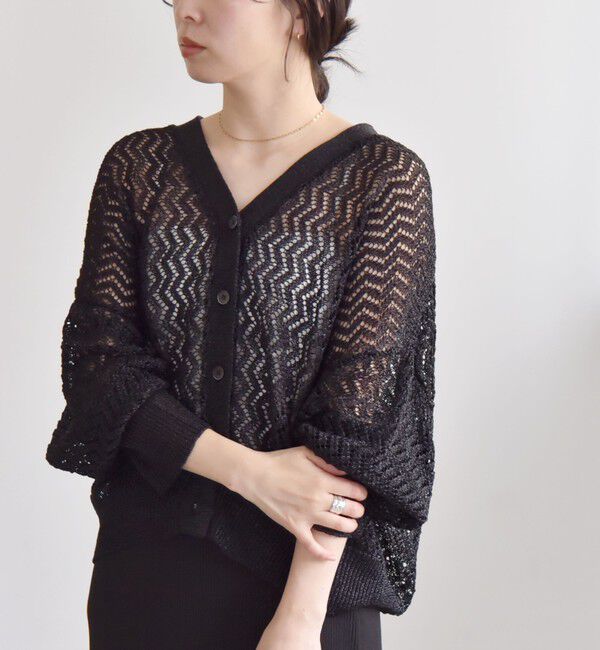quaranciel「quaranciel:〈手洗い可能〉バルキーレース ドルマン スリーブ カーディガン」|カーディガン|