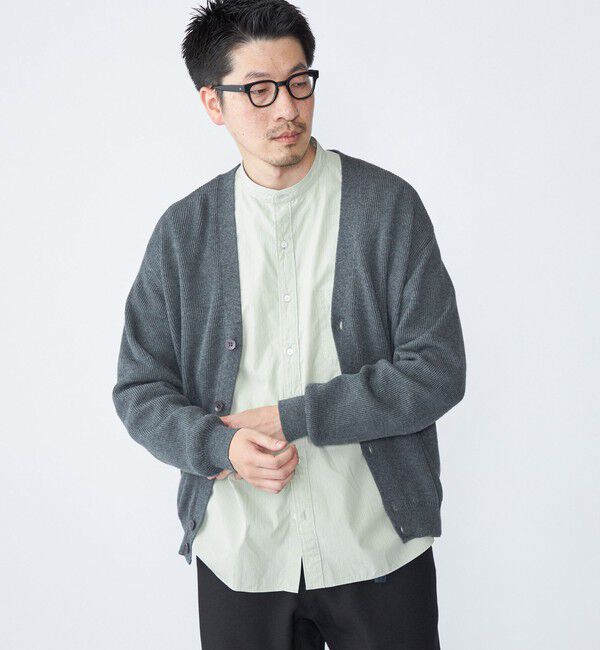 SHIPS「SHIPS: 奥山メリヤス Vネック カーディガン」|カーディガン|ライトグレー