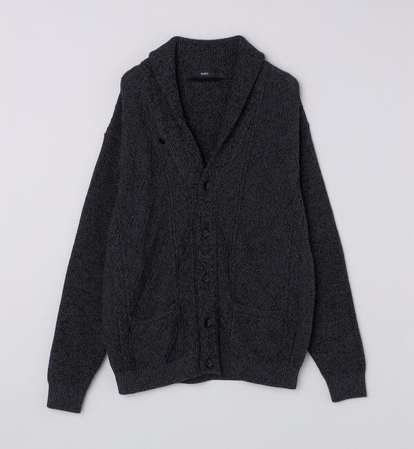 SHIPS「SHIPS: 〈手洗い可能〉ウールコットン アラン ショール カーディガン」|カーディガン|