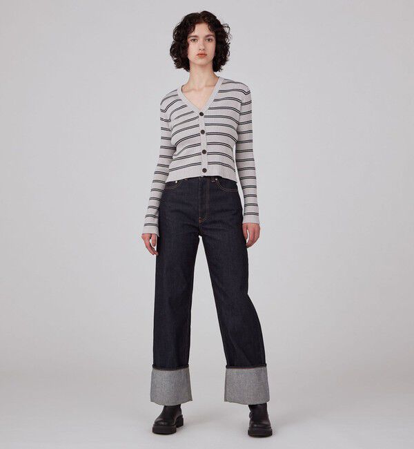 MACPHEE「コットンリブ Vネックカーディガン」|カーディガン|