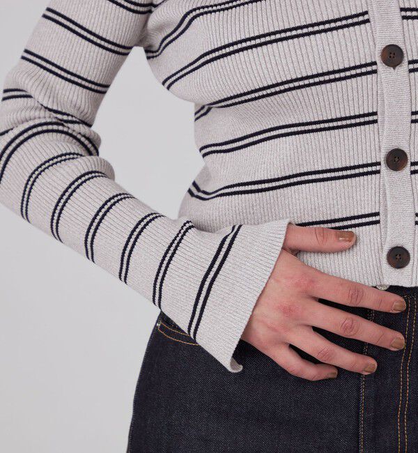 MACPHEE「コットンリブ Vネックカーディガン」|カーディガン|