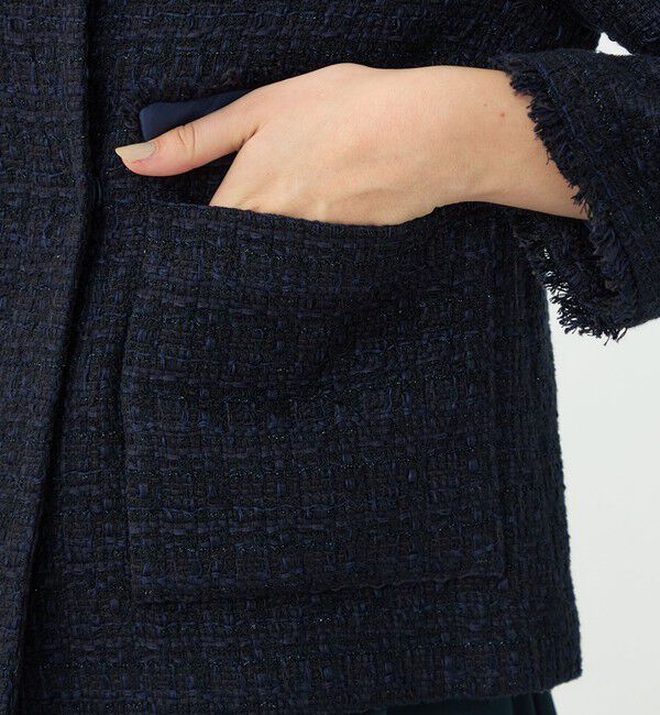 Ballsey「ラメミックスツイード セミダブルクルージャケット」|ノーカラージャケット|