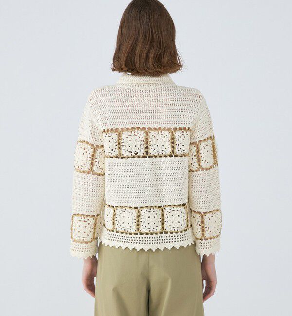 MACPHEE「ギマクロシェ シャツカラーカーディガン」|カーディガン|