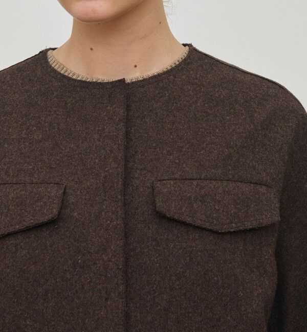 DES PRES「ミルドウール ショートコート」|ノーカラーコート|