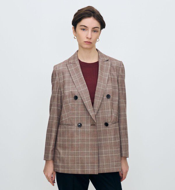 TOMORROWLAND collection「バーガンディウィンドウ ダブルブレストジャケット」|テーラードジャケット|