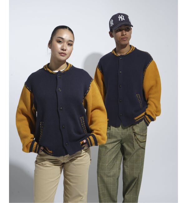 JOINT WORKS「クラフトステッチ ニットスタジャン / Craft-stitched Stadium Knit Jacket」|カーディガン|ネイビー