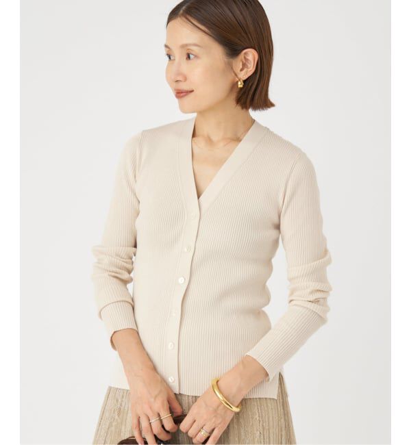 IENA「リブVネックカーディガン」|カーディガン|