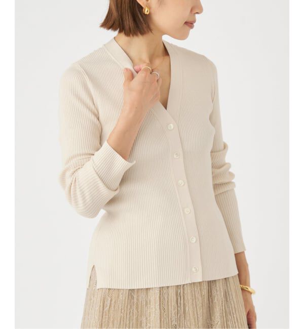 IENA「リブVネックカーディガン」|カーディガン|