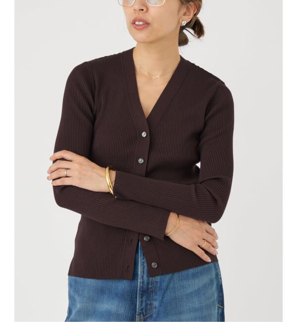 IENA「リブVネックカーディガン」|カーディガン|