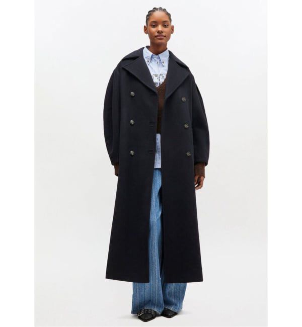 PULP「GANNI / ガニー Peacoat Wool Long Coat」|ピーコート|ネイビー