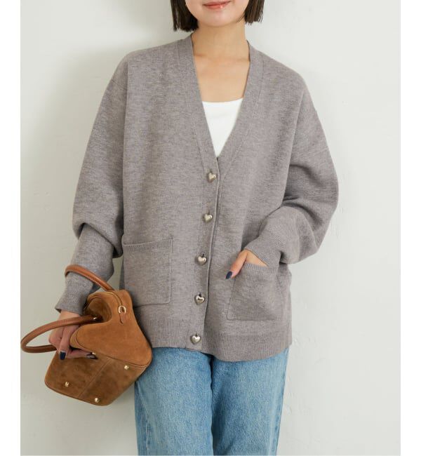 U by SPICK&SPAN「ハートボタンVカーディガン」|カーディガン|グレーB