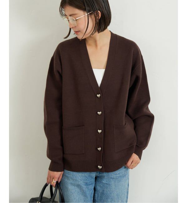 U by SPICK&SPAN「ハートボタンVカーディガン」|カーディガン|