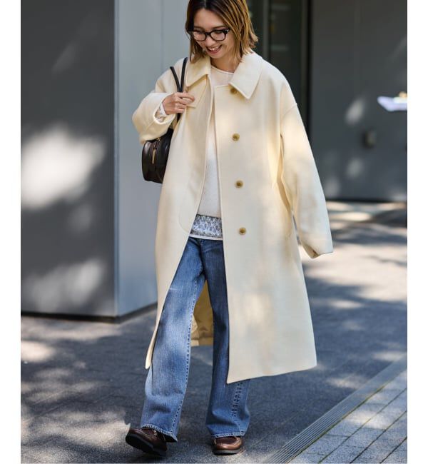 FRAMeWORK「カラーコート」|ステンカラーコート|イエロー