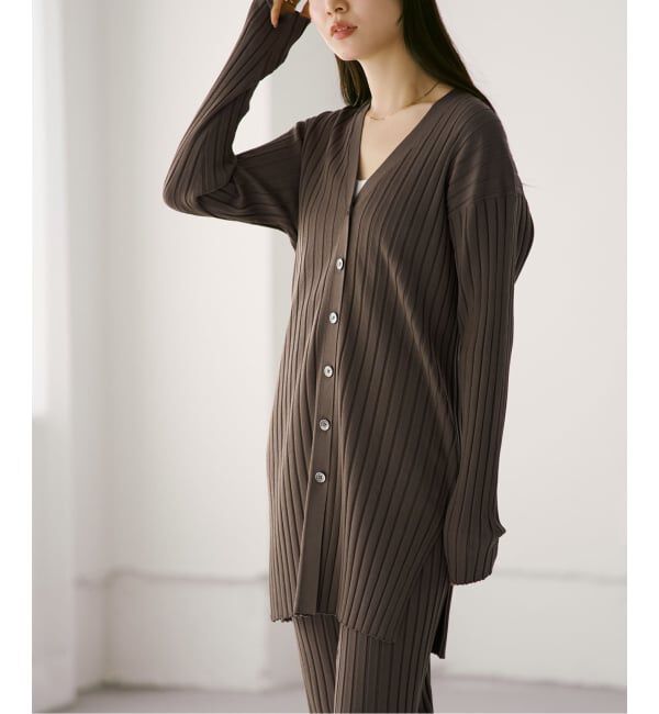 NOBLE「《セットアップ対応》RY/PL ワイドリブVネックカーディガン」|カーディガン|