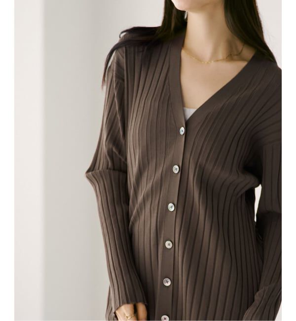 NOBLE「《セットアップ対応》RY/PL ワイドリブVネックカーディガン」|カーディガン|