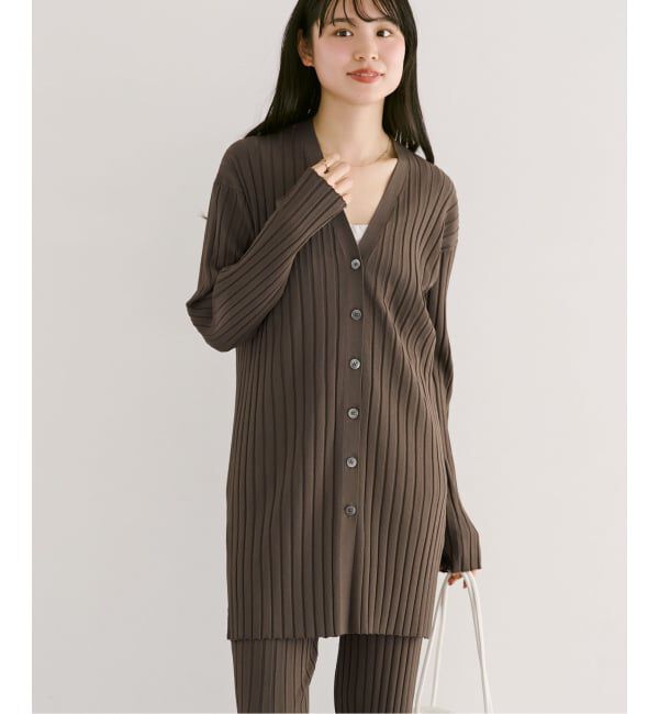 NOBLE「《セットアップ対応》RY/PL ワイドリブVネックカーディガン」|カーディガン|