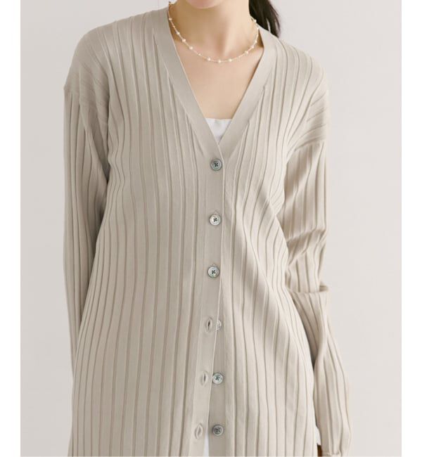 NOBLE「《セットアップ対応》RY/PL ワイドリブVネックカーディガン」|カーディガン|