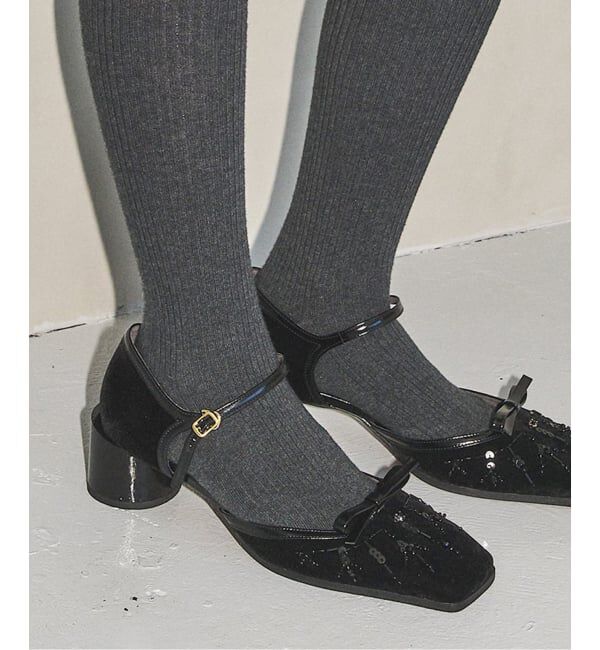 GRISE「GRISE5cmスクエアEMBROIDERYセパレートパンプス」|パンプス|ブラック