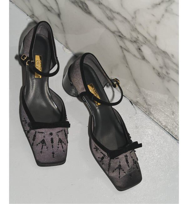 GRISE「GRISE5cmスクエアEMBROIDERYセパレートパンプス」|パンプス|グレー