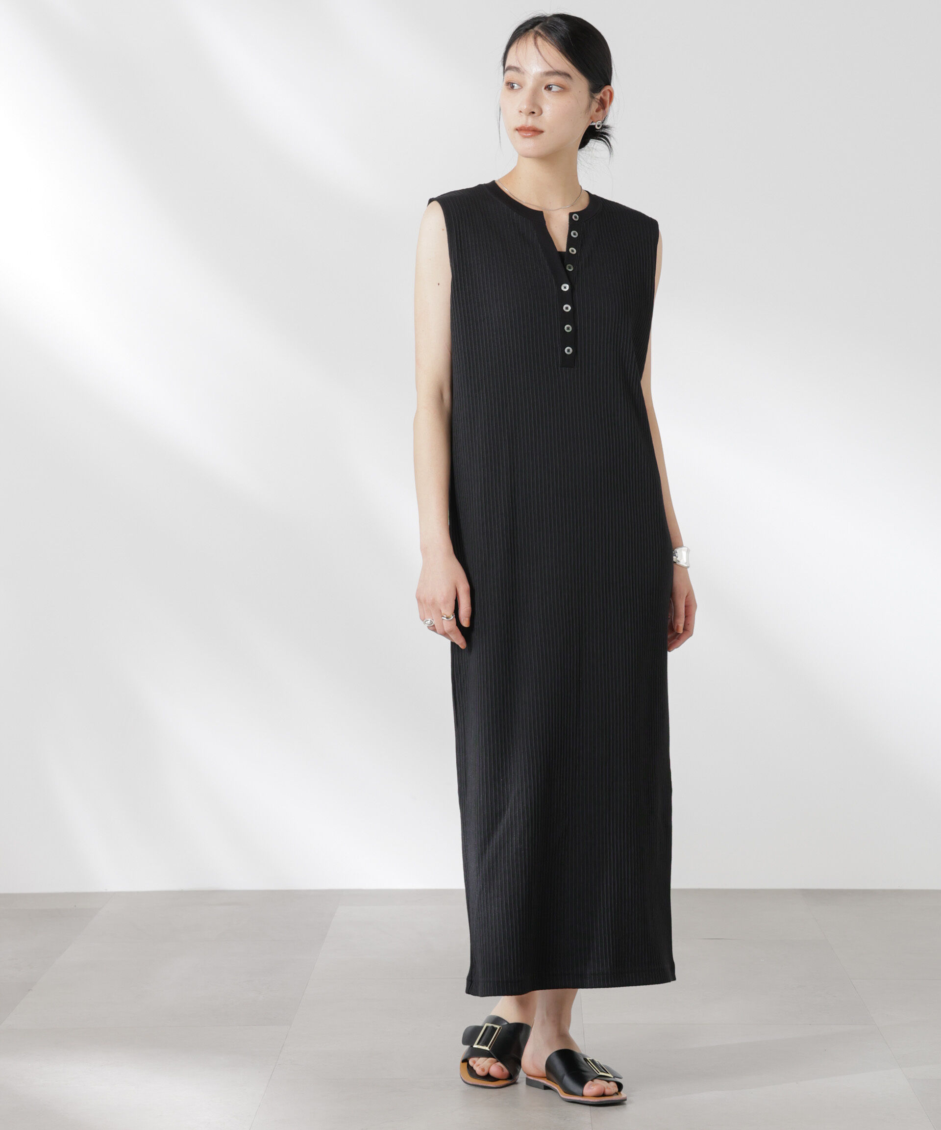 nano･universe「ヘンリーネックドライテレコワンピース」|ワンピース|