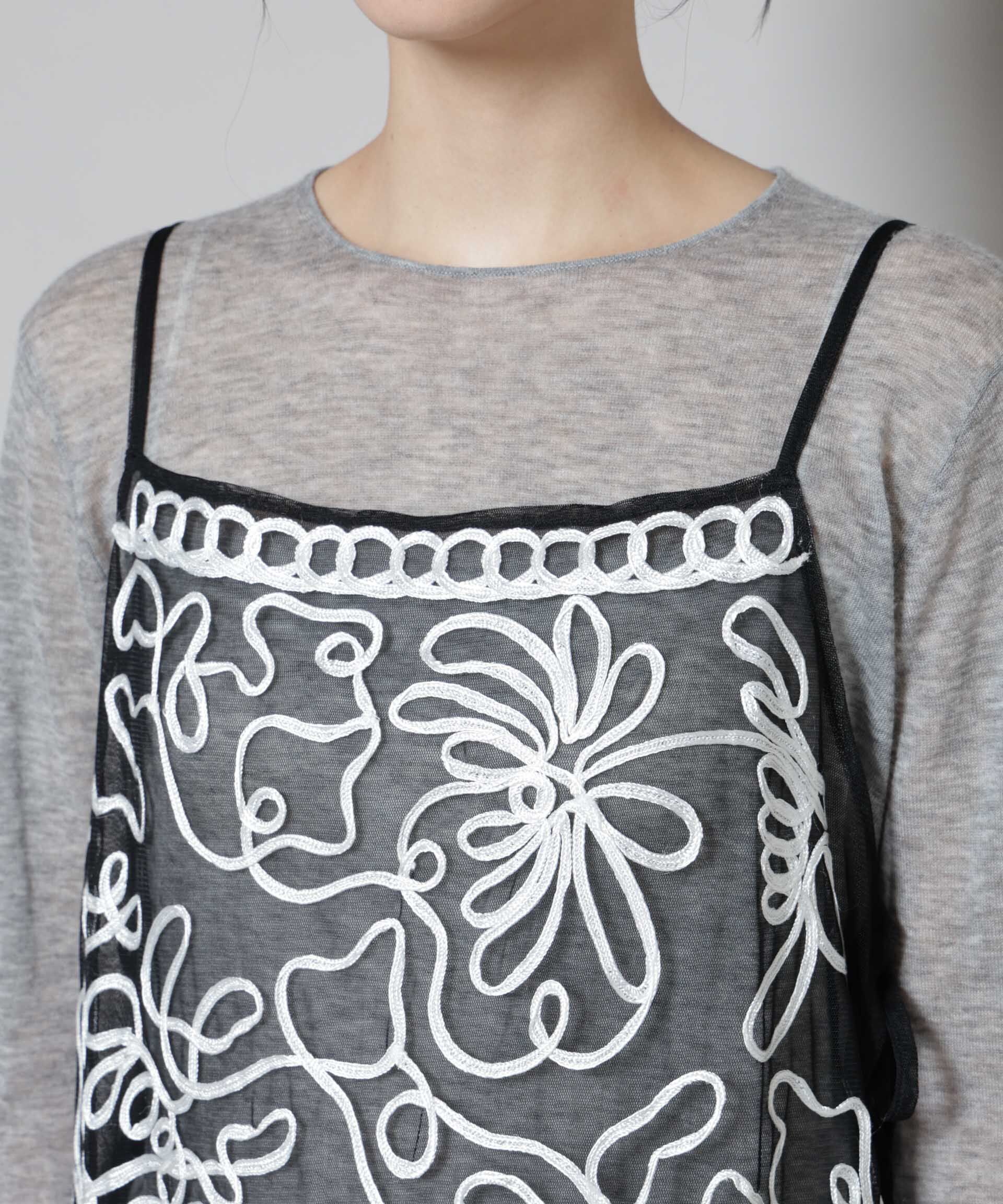 nano･universe「Sara mallika/TULLETAPEEMBRIODERY CAMI DRESS」|ワンピース|